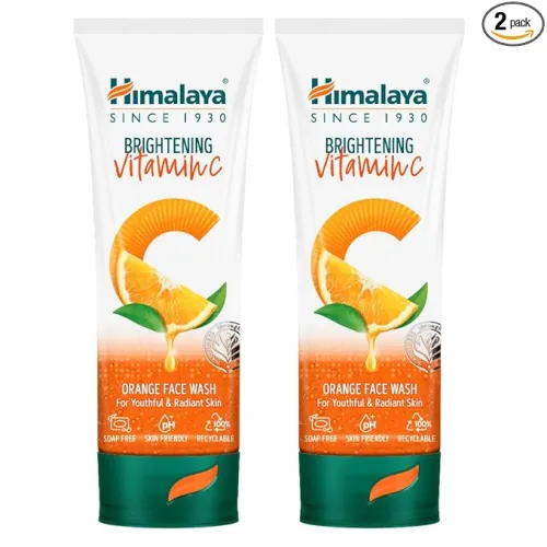 Image of Himalaya Brightening Vitamin C Orange Face Wash 100ml (Pack of 2)