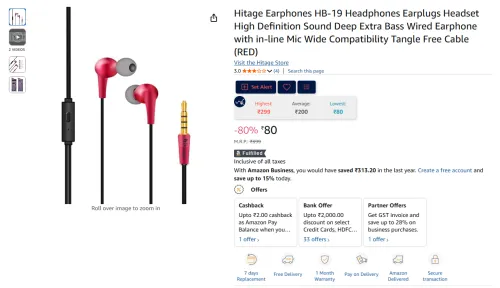 Image of Hitage Earphones HB-19 Headphones Earplugs