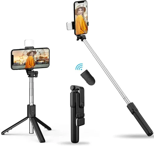 Image of Hold up Tripod with LED Fill Light, Phone Bluetooth Selfie Stick & nbsp