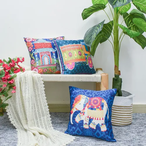 Image of HOMADORN Satin Trendy Digital Printed Square Cushion Covers