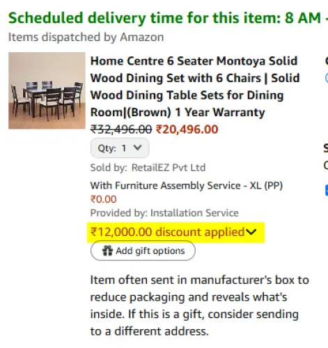 Image of Home Centre 6 Seater Montoya Solid Wood Dining Set with 6 Chairs