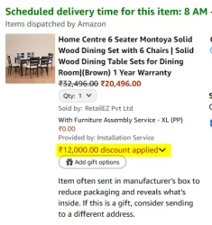 Home Centre 6 Seater Montoya Solid Wood Dining Set with 6 Chairs