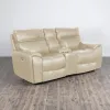 Home Centre Helsinki Beige Solid Leather 2-Seater Electric Recline