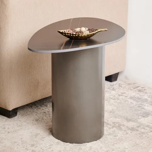 Image of Home Centre Marble Top End Table - Grey