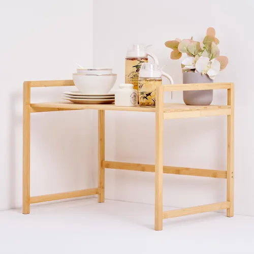 Image of Home Centre Midori Bamboo Microwave Table Rack - Brown
