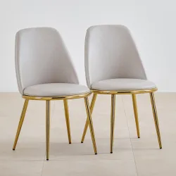 Home Centre Vegas Set of 2 Faux Leather Dining Chairs - Grey