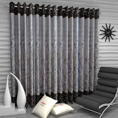 Image of Home Sizzler 4 Piece Classy Panel Eyelet Polyester Window Curtains - 5 Feet, Brown