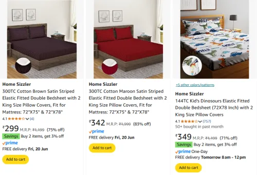 Image of Home Sizzler Bedsheets starting at ₹299
