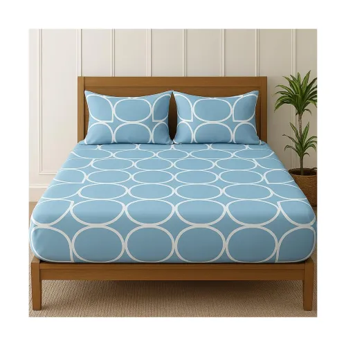 Image of Homedy Premium Cotton Elastic Fitted Bedsheets 2 King Size Pillow Covers