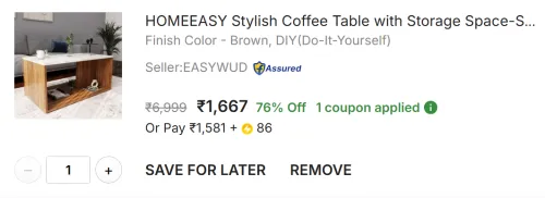 Image of HOMEEASY Stylish Coffee Table