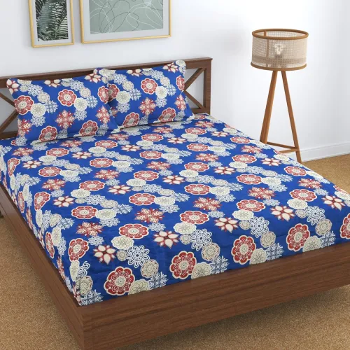 Image of Homefab India 140 TC Microfiber Double Bedsheet with 2 Pillow Covers