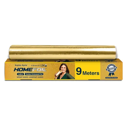 Image of HOMEFOIL 9 Meter Golden Embossed Aluminium Foil 12 Micron Thickness