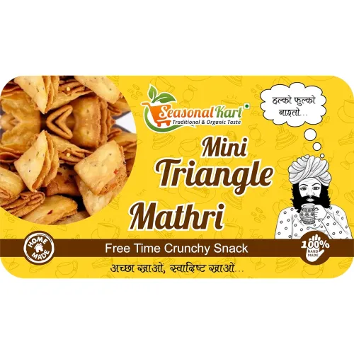 Image of Homemade Mini Mathri Snacks, Mini Triangle Mathri 400 Grams