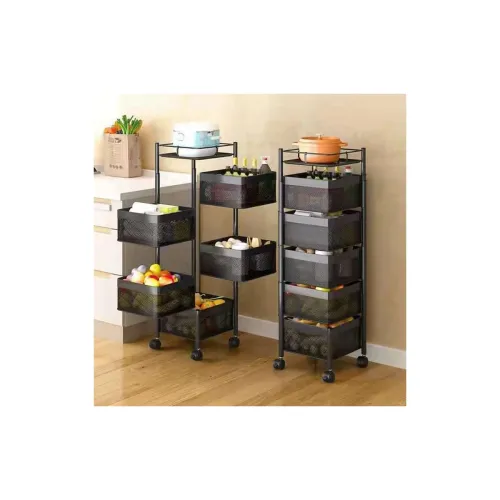 Image of Homeor Metal Multi-Purpose Mesh Rotating Trolley Storage Organizer