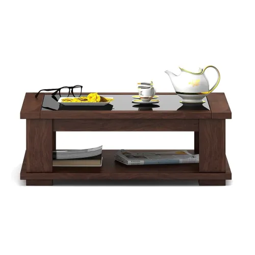 Image of HomeTown Antwerp Center Table with Glass in Sheesham Colour