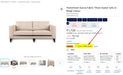HomeTown Garcia 3-Seater Fabric Sofa (Beige)
