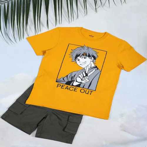 Image of Hoop Boys Anime Print Cotton T-Shirt Short