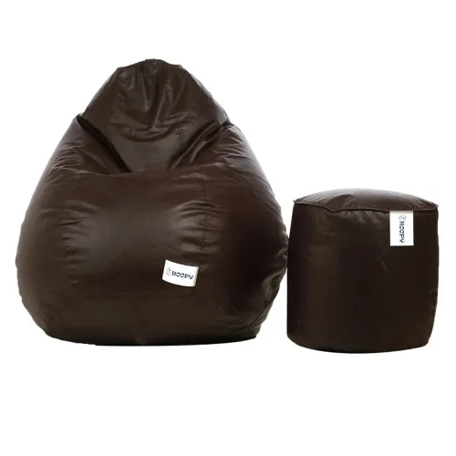 Image of Hoopy Classic Bean Bag Cover with Pouffe Cover without Beans (XXXL, Brown)