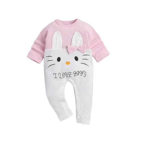 Image of Hopscotch Girls Pink Cotton Romper