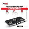 HORNBILLS LPG Premium Design 7MM Toughened Glass Gas Stove 3 Brass Burners 2 Year.