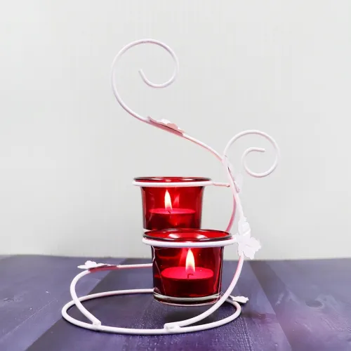 Image of HOSLEY Tealight Candle Holder (2-Cup Centrepiece Pack of 1) with 2 Tealights