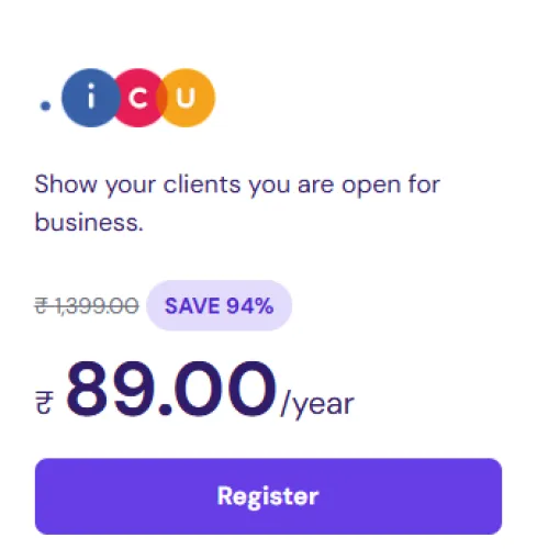 Image of Hostinger Domain Offer: .icu Domain at ₹89