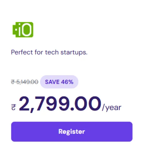 Image of Hostinger Domain Offer : .io Domain at ₹2799