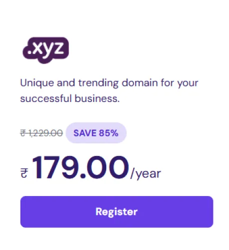 Image of Hostinger Domain Offer : .xyz Domain at ₹179