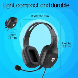HP H120 Stereo USB On Ear Headset, Plug-and-Play USB-A, Built-in Noise-Canceling Mic . 1-Year Limited Warranty, Black, 9