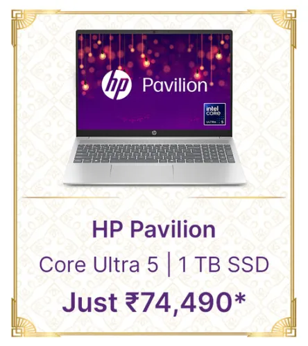 Image of HP Pavilion Core Ultra 1 TB SSD on Flipkart Big billion days