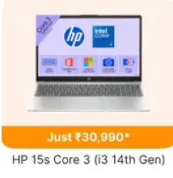 HP 15.6 inch Core i3 14th Gen Laptop @ ₹30990 on Flipkart GOAT Sale