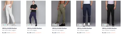 Image of Hrx By Hrithik Roshan Men's Joggers starting @ ₹190