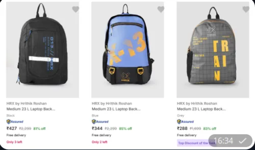 Image of Hrx By Hrithik Roshan Backpacks Starting at just ₹288