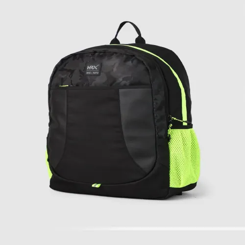 Image of HRX by Hrithik Roshan Black & Green Colourblocked Backpack