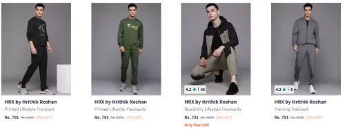 Image of HRX by Hrithik Roshan Brand Logo Printed Lifestyle Tracksuit up to @₹76% Discount
