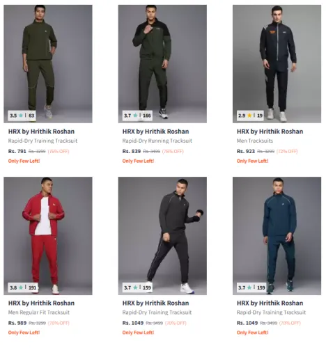 Image of HRX by Hrithik Roshan Brand Men's Tracksuit @ Minimum 70% Discount