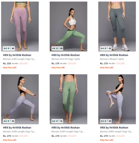 Image of HRX by Hrithik Roshan Brand Women's Yoga Tights @ Up to 76% Discount