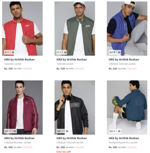 Image of HRX by Hrithik Roshan Men Jacket @ Flat 70% Discount
