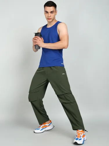 Image of HRX by Hrithik Roshan Men Mid-Rise Parachute Track Pants