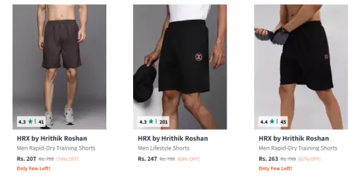 Image of HRX by Hrithik Roshan Men Shorts Starting @ ₹207