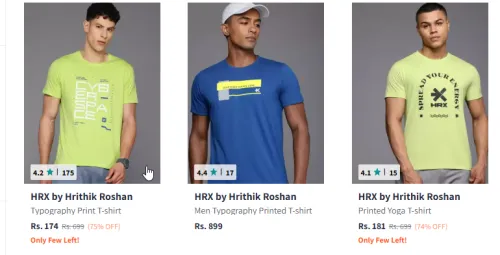 Image of HRX by Hrithik Roshan Print T-shirt Starting @ ₹174