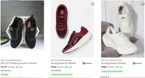Image of HRX by Hrithik Roshan Running Shoes For Women @ Up to 75% Discount
