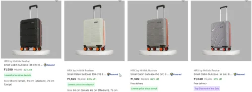Image of HRX by Hrithik Roshan Small Cabin Suitcase Upto 83% Discount