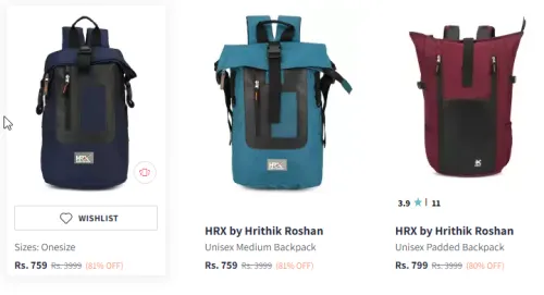 Image of HRX by Hrithik Roshan Unisex Backpack @ Flat 81% Discount | Start ₹759
