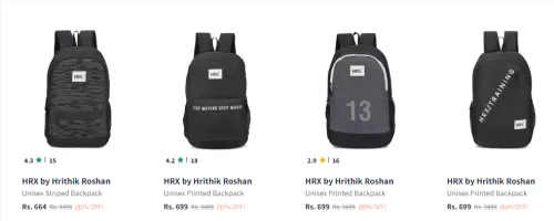 Image of HRX by Hrithik Roshan Unisex Black & White Striped Backpack