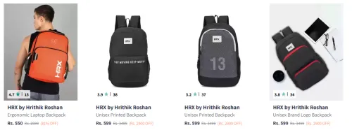 Image of HRX by Hrithik Roshan Unisex Laptop Backpack Starting At ₹550