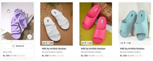 Image of HRX by Hrithik Roshan Women Rubber Sliders Starting At @₹449
