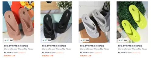 Image of HRX by Hrithik Roshan Women Self Design Thong Flip-Flops Starting At @₹449