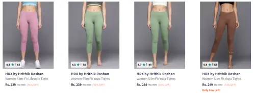 Image of HRX by Hrithik Roshan Women Slim-Fit Lifestyle Tights Starting at ₹239