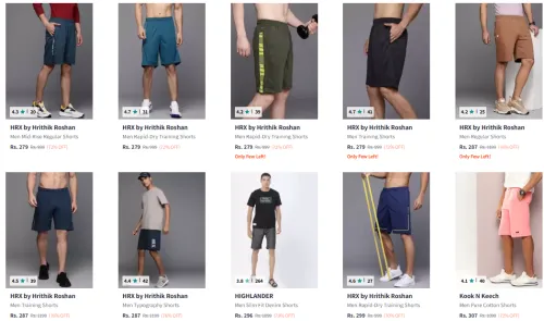 Image of HRX by Hrithik Roshan Men Regular Shorts starting @ ₹279